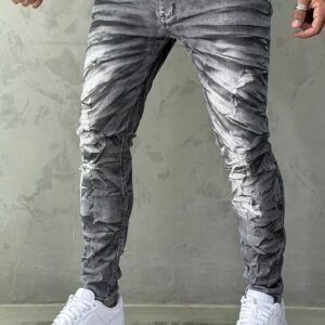 Calça Jeans Cinza com Marmorizado